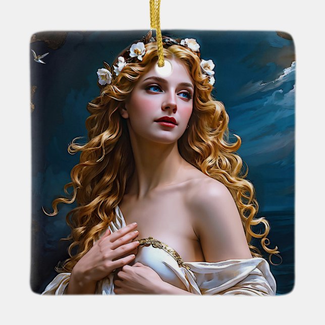 "Aphrodite: Goddess of Love and Light" Ceramic Ornament (Front)