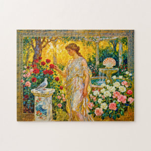 Aphrodite in Rose Garden with Fountain, Shell and  Jigsaw Puzzle