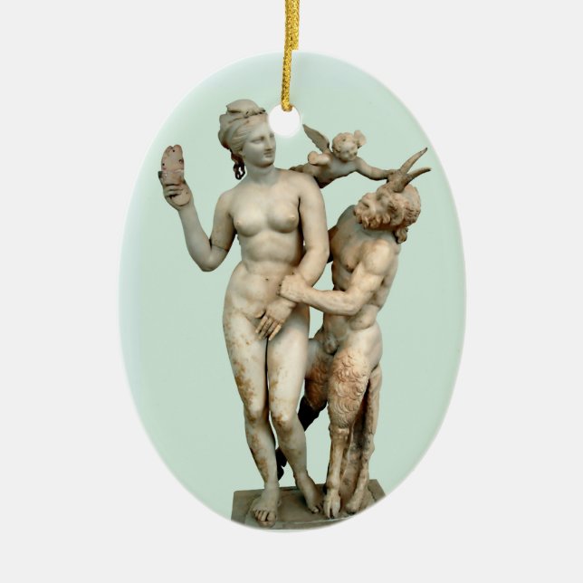 Aphrodite, Pan and Eros Ceramic Tree Decoration (Front)