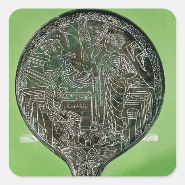 Aphrodite persuading Helen to follow Paris to Square Sticker (Front)