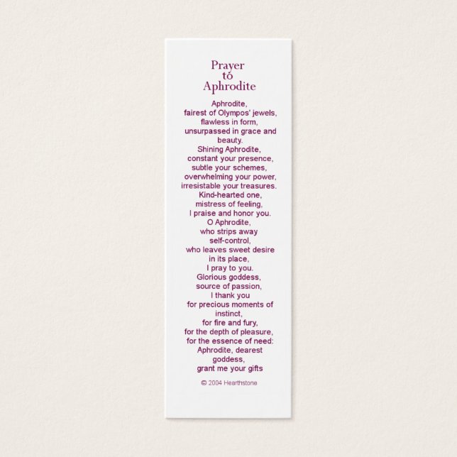 Aphrodite Prayer Card (Front)