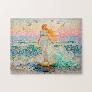 Aphrodite Rising from Seashell at the Ocean Shore Jigsaw Puzzle