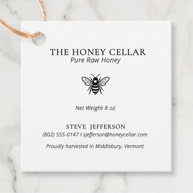 Apiary Beekeeper Honey Artisan Logo Jar label (Front)