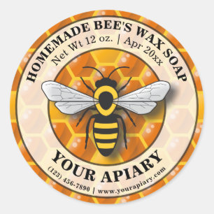 Apiary Bee's Wax Soap Label Honeycomb Template
