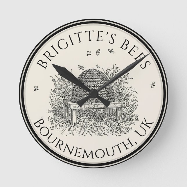 Apiary Business Beekeeper Clock Border Skep (Front)