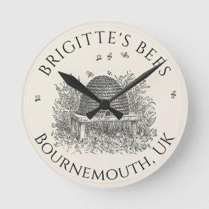 Apiary Business Beekeeper Clock (Ivory Skep)