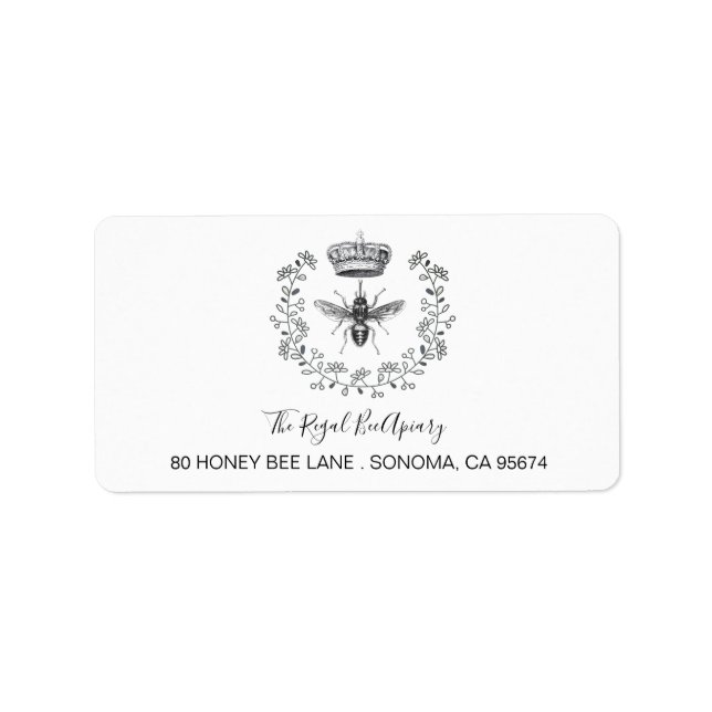 Apiary Elegant Honey Bee Crown Laurel Beekeeper Label (Front)