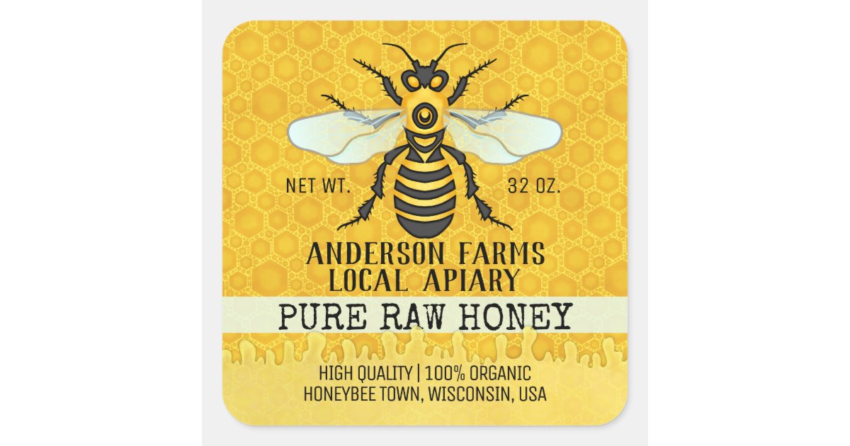 Apiary Honey Jar Labels | Honeybee Honeycomb Bee | Zazzle.com.au