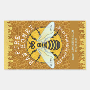 Apiary Honeybee Honey Jar Labels Honeycomb Bee