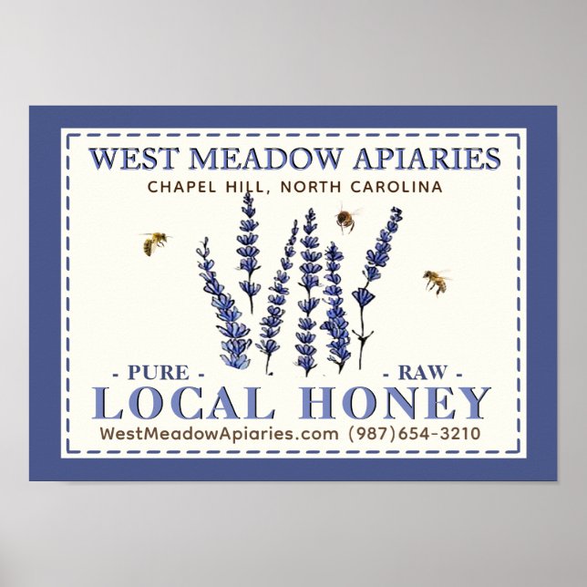 Apiary Name Farmer's Market Local Honey Poster (Front)