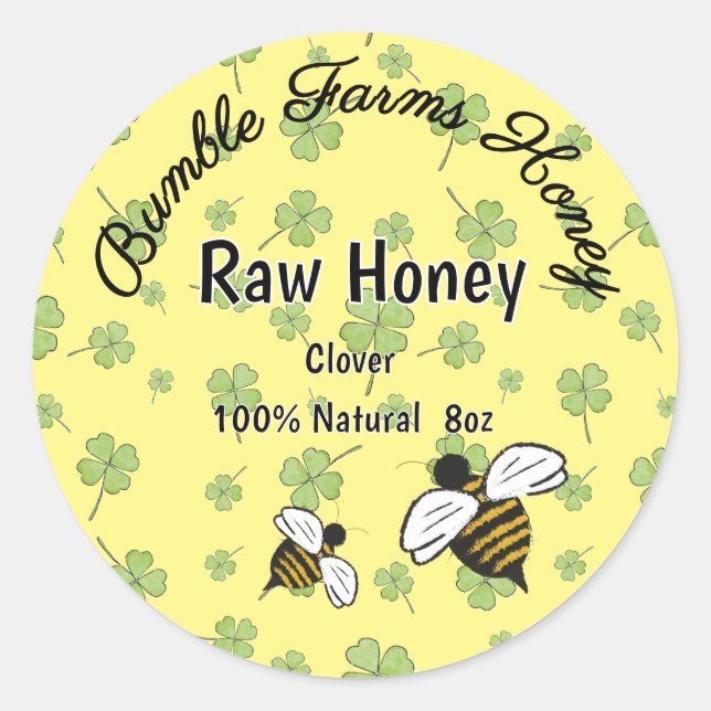 Apiary RAW CLOVER HONEY Custom label (Front)