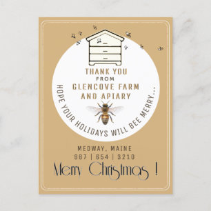 Apiary Thank You Christmas Holiday Card Hive Bees