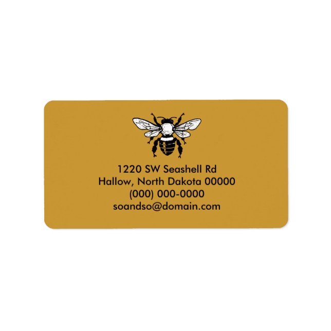 Apis Mellifera Honeybee Address Label Black (Front)