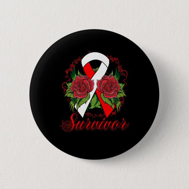 Aplastic Anaemia Survivor Rose Grunge Tattoo 6 Cm Round Badge (Front)