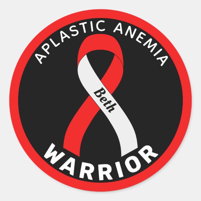Aplastic Anaemia Warrior Ribbon Black Round Sticke Classic Round Sticker (Front)