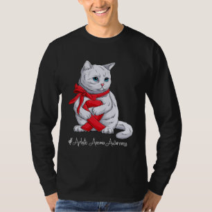 Aplastic Anemia Awareness Month Red Ribbon Cat T-Shirt