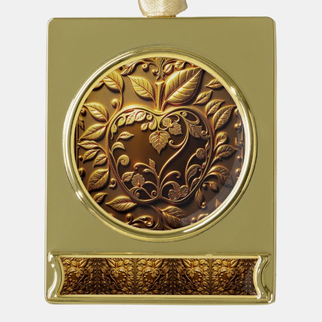 Aplle Gold Plated Banner Ornament (Front)
