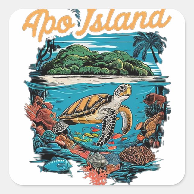 Apo Island Square Sticker (Front)