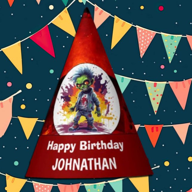 Apocalypse Birthday Zombie Boy Party Hat (Zombie Walkers,  Your birthday party won't be complete without an array of gruesome zombie props! )