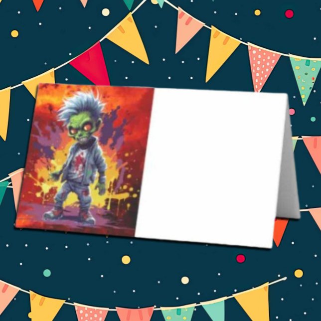Apocalypse Birthday Zombie Boy  Place Card (Zombie Walkers,  Your birthday party won't be complete without an array of gruesome zombie props! )
