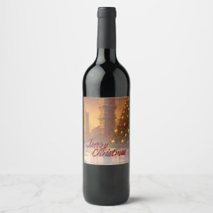 Apocalyptic Christmas motif, with presents Wine Label