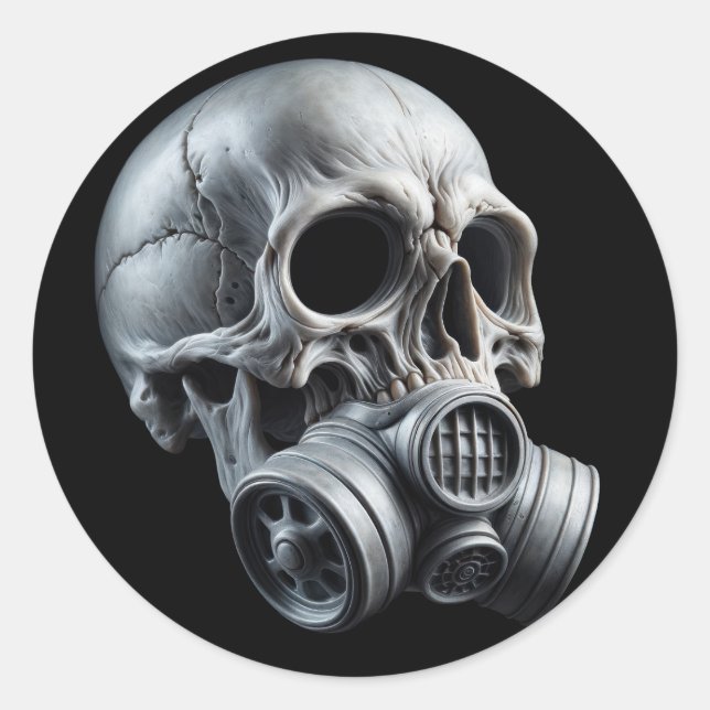 Apocalyptic Gas Mask Skull T-Shirt Design Classic Round Sticker (Front)