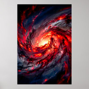Apocalyptic Red Charcoal Space Nebula Galaxy Poster