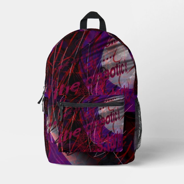  Apocalyptic Red Moon Printed Backpack (Front)
