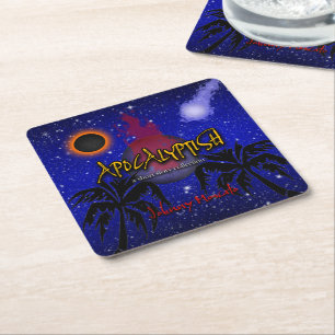 Apocalyptish Book Cover Square Paper Coaster