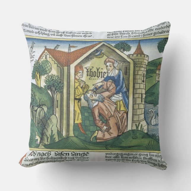 Apocrypha: Tobit is blinded by sparrow's droppings Cushion (Front)