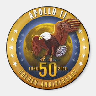 Apollo 11 50th Anniversary Golden Eagle and Moon - Magnet