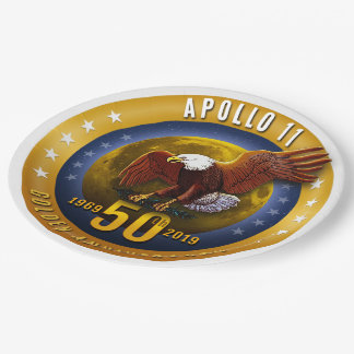 Apollo 11 50th Anniversary Golden Eagle and Moon - Paper Plate