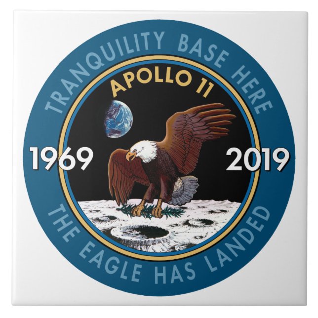 Apollo 11 50th Anniversary Mission Patch Insignia Ceramic Tile (Front)