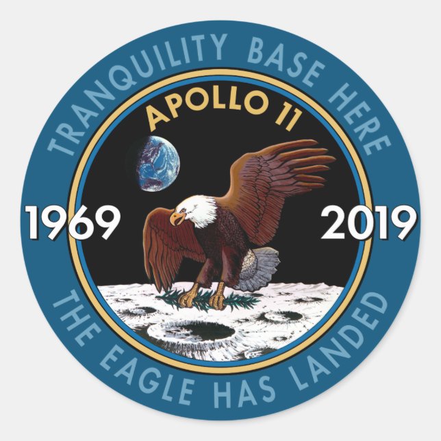 Apollo 11 50th Anniversary Mission Patch Insignia Classic Round Sticker (Front)