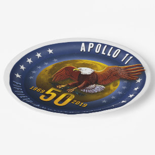 Apollo 11 50th Anniversary Starfield Moon Eagle - Paper Plate