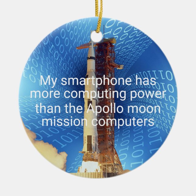 Apollo 11 Computing Power Ceramic Ornament (Front)