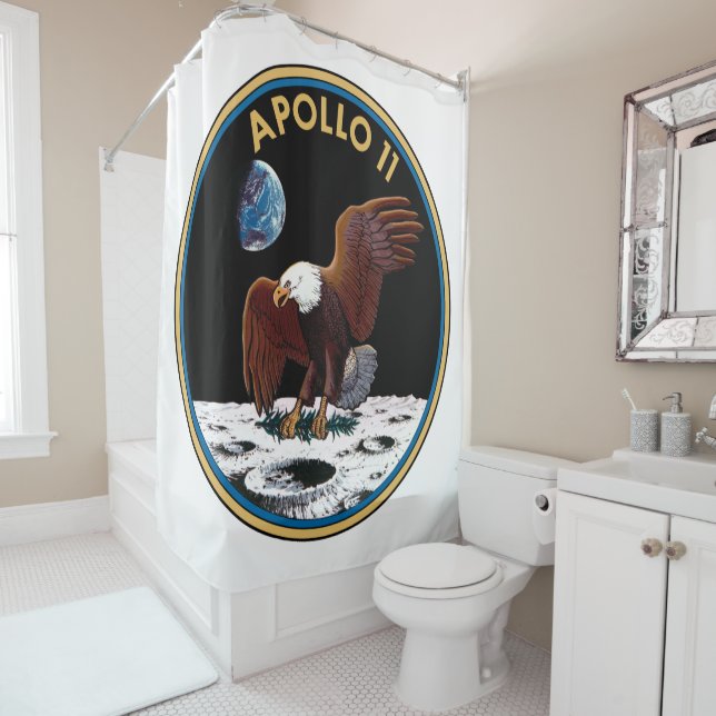 Apollo 11 insignia shower curtain (In Situ)