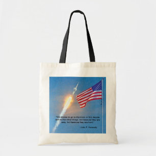 Apollo 11 launch with American Flag Tote Bag