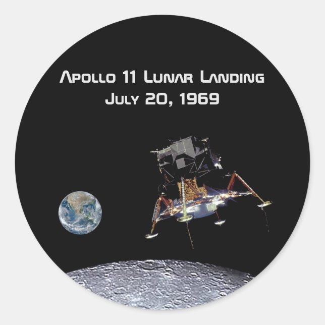 Apollo 11 Lunar Landing Classic Round Sticker (Front)