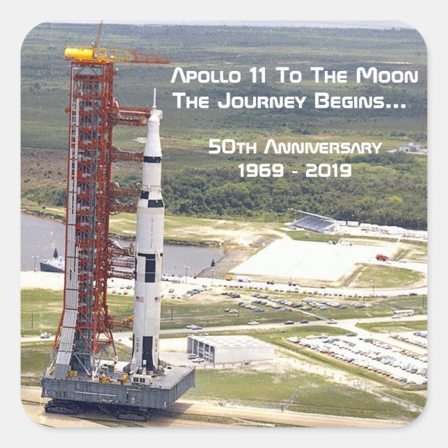 Apollo 11 Mission to the Moon Anniversary Square Sticker (Front)