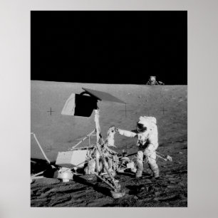 Apollo 12 Astronaut & Lunar Module on the Moon Poster