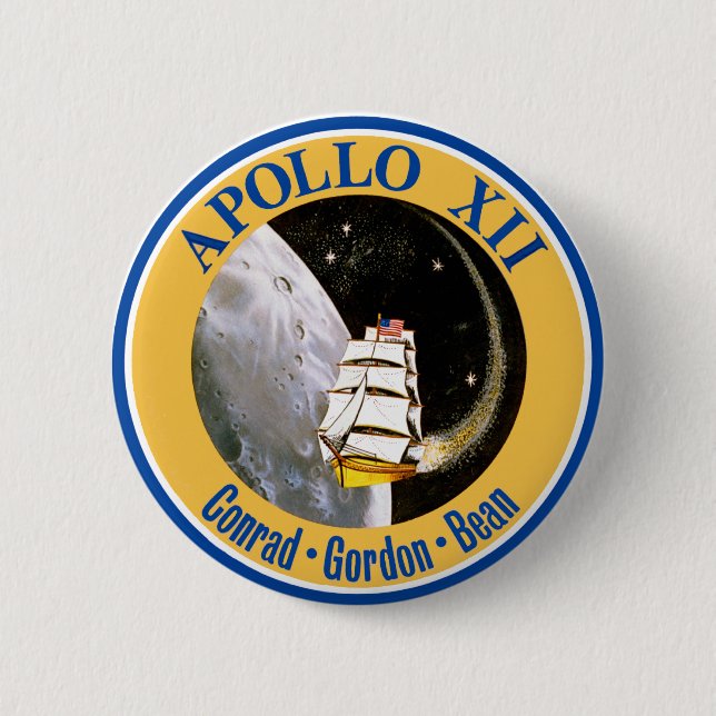 Apollo 12: Back to the Moon! 6 Cm Round Badge (Front)