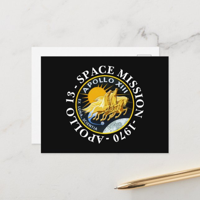 Apollo 13 Space Mission 1970 Insignia Postcard (Front/Back In Situ)