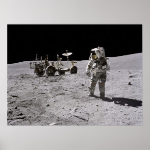 Apollo 16 Astronaut & Lunar Roving Vehicle Poster