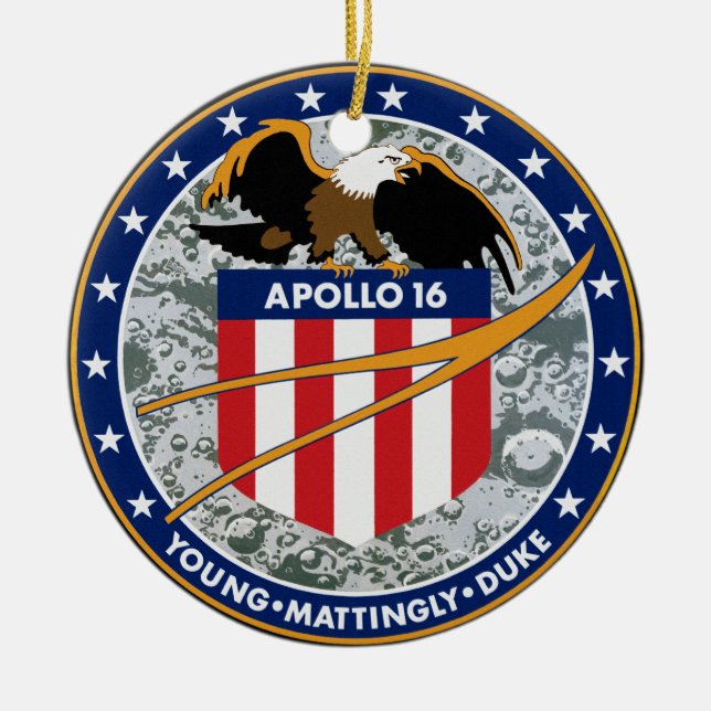 Apollo 16 NASA Mission Patch Logo Ceramic Ornament (Front)