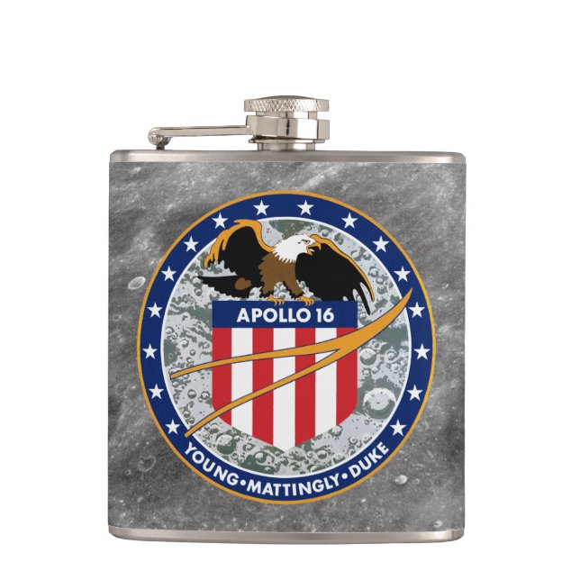 Apollo 16 NASA Mission Patch Logo Hip Flask (Front)