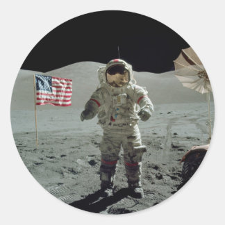 Apollo 17 Astronaut in the Taurus Littrow Valley Classic Round Sticker