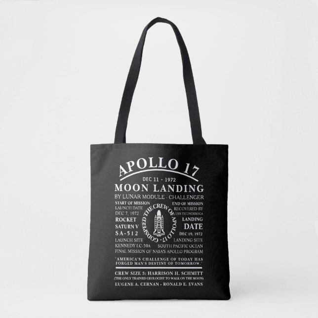 Apollo 17 Detailed Space Voyage Symbol Tote Bag (Front)