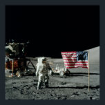 Apollo 17 Lunar Landing Site Poster<br><div class="desc">The Apollo 17 mission was the final in a series of three J-type missions planned for the Apollo program. These J-type missions can be distinguished from previous G and H-series missions by extended hardware capability, larger scientific payload capacity and by the use of the battery powered Lunar Roving Vehicle (LRV)....</div>