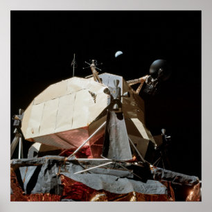Apollo 17 Lunar Module "Challenger" & Earth Poster